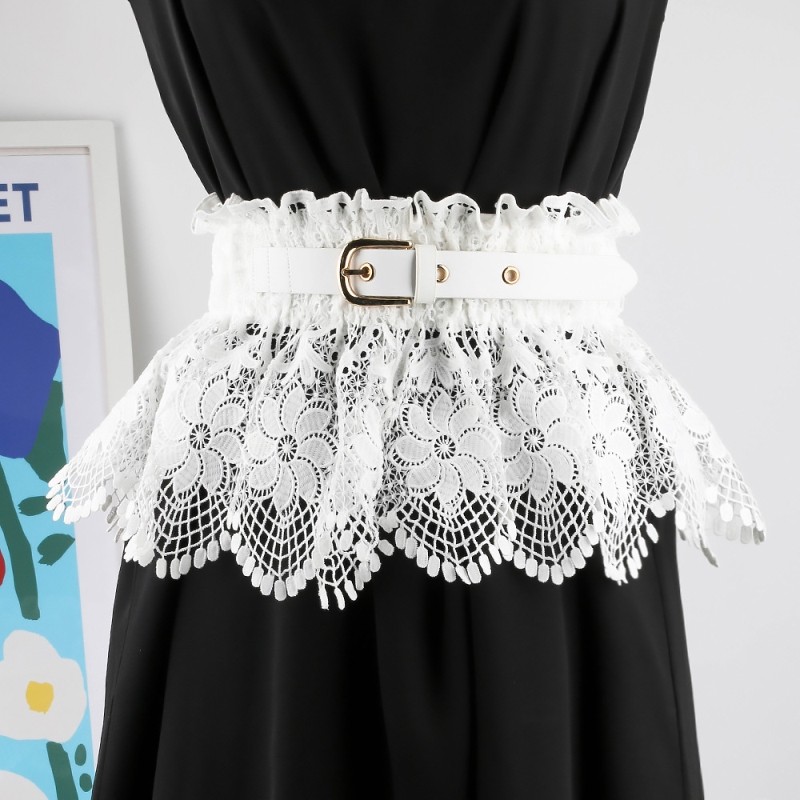 Cinto de renda textura cinto vestido feminino renda cinto largo elástico exterior jogo All-match vestido decorativo aces