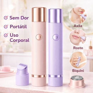 Depilador Elétrico Recarregável com Navalha Dupla Indolor para Rosto e Corpo em Oferta na Shopee