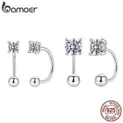 Brincos De Prata Esterlina 925 Bamoer Moissanite Com Rosca Plana Nas Costas Joias Presentes Para Mulheres