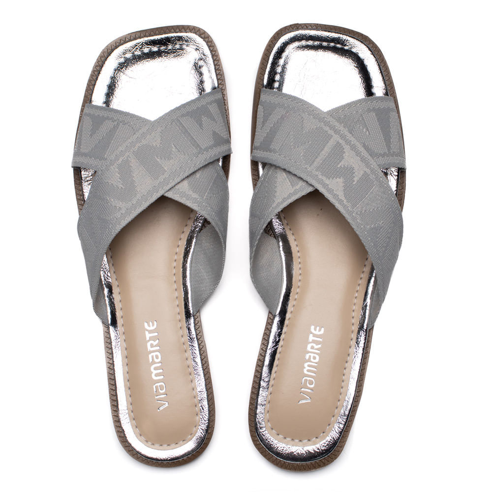 Chinelo Rasteira Feminina Via Marte Tiras Cruzadas Prata em Oferta na Shopee