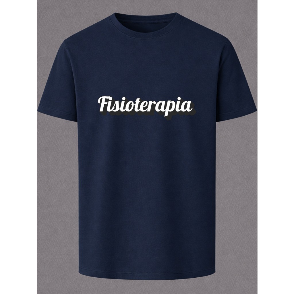 camisa Camiseta Fisioterapia Masculina Unissex Fonte Cursiva Sombra Faculdade 100% Algodão Premium