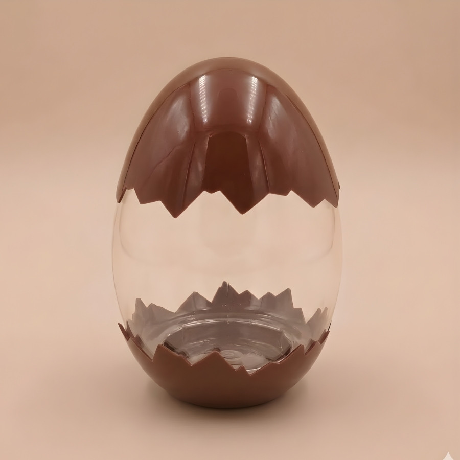 Ovo Transparente Casquinha - Marrom - 7x11x7cm - 10 unidades - Rizzo