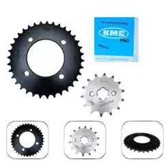 Kit Coroa e Pinhão KMC Pro Honda Pop 100 2007 a 2012 Relação 35T 14T Transmissão