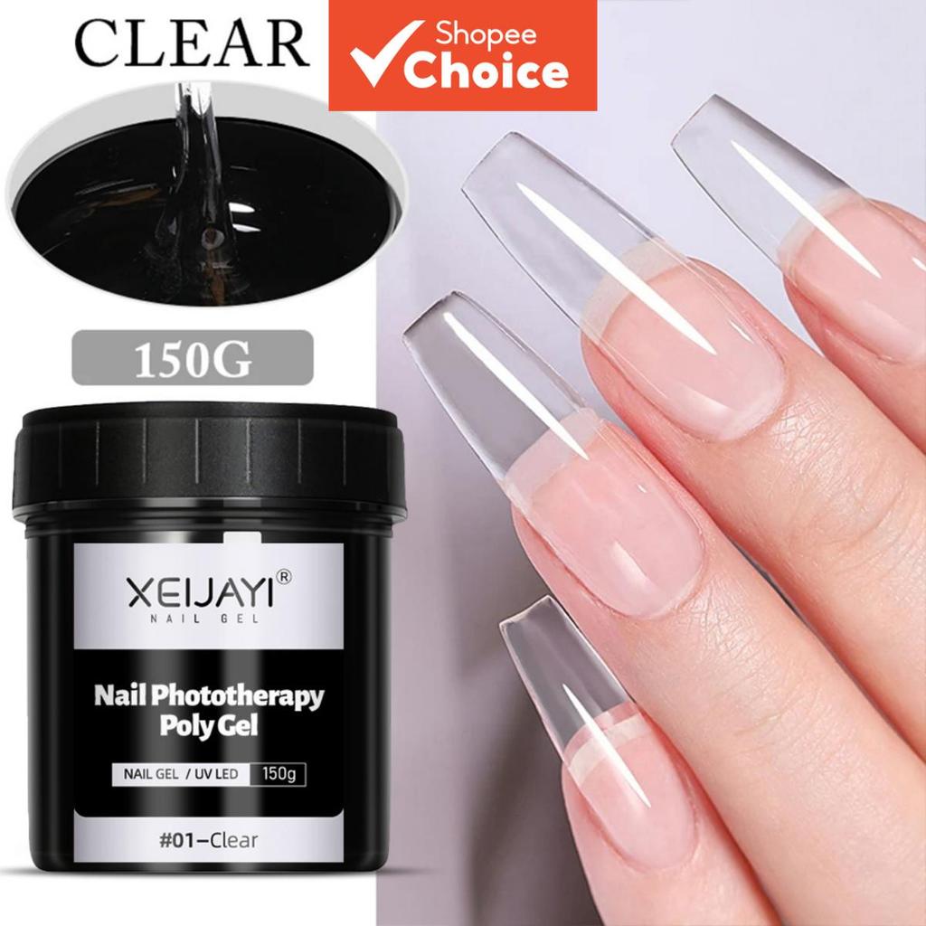 XEIJAYI 1 Peça Transparente 150g Poli Gel Para Unhas UV LED Curado Construtor Acrílico Cristal Extensão De