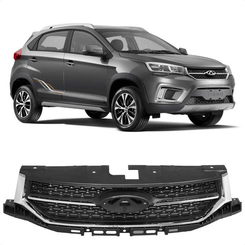 Grade Radiador Tiggo 2 2018 A 2021 Preto Cromado S/ Emblema