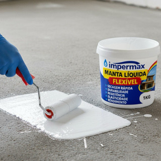 SUPER MANTA LIQUIDA 1KG  ideal para laje, parede externa, calha, telhado, COR BRANCA IMPERMAX em Oferta na Shopee