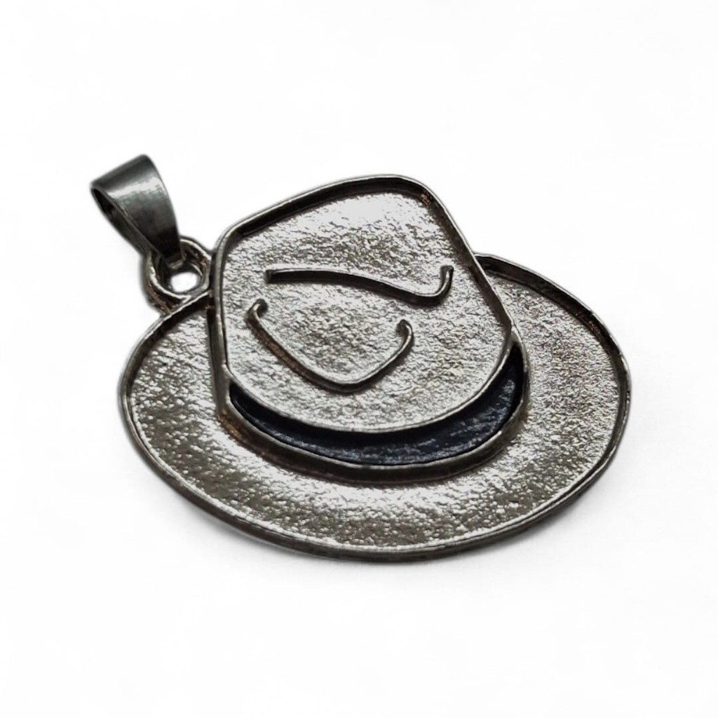 Kit 12 Pingente Chapéu Zé Pilintra Prata Preto Metal 2,5 cm