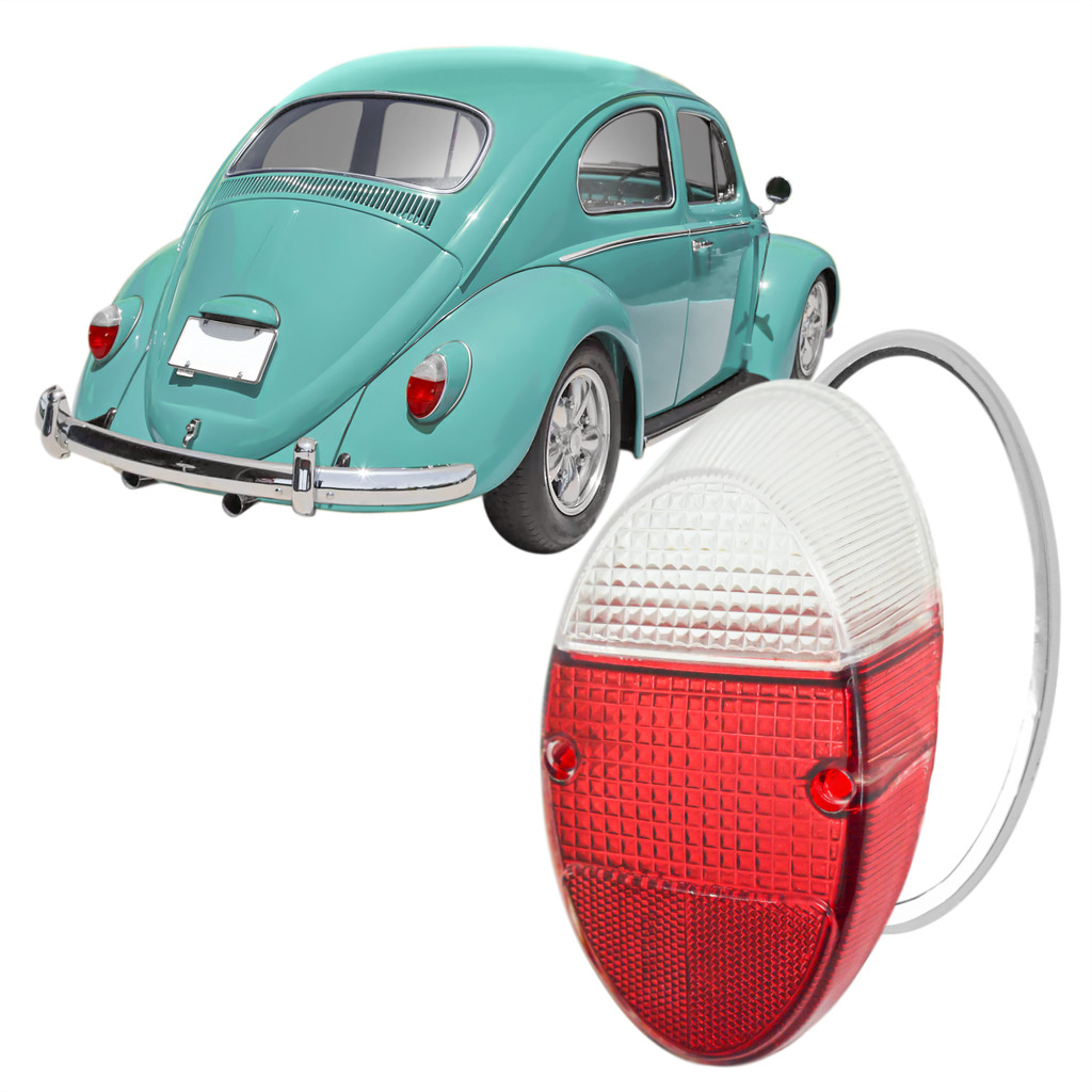 Lente Lanterna Seta Traseira cor CRISTAL para FUSCA FUSQUINHA 1300 1963 A 74 + Aro Cromado