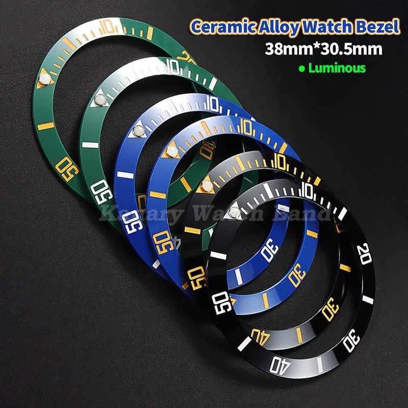 38mm * 30.5mm Inserção De Moldura De Relógio De Liga De Cerâmica Anel De Mostrador Luminoso Para NH35/36 GMT Water Ghost