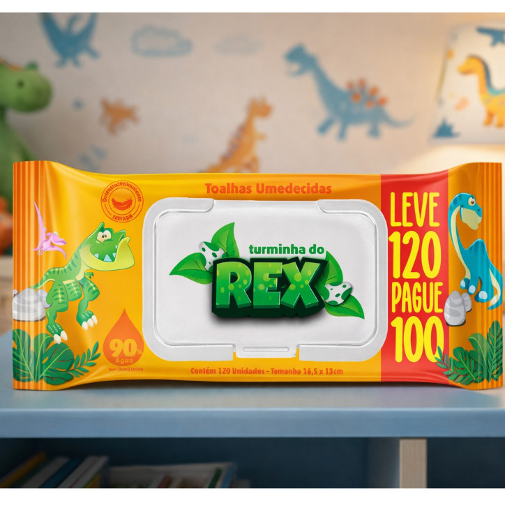 Kit 360 Lenços Toalhas Umedecidas Turmina do Rex Lenço Infantil Higiene Bebê RN Neném Menina Menino — imagem 2 de 2