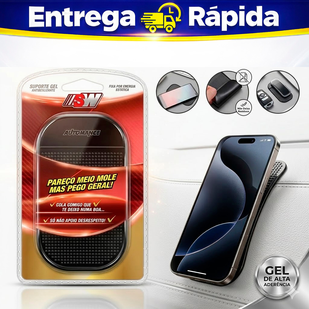 Suporte Tapete Silicone Antiderrapante Veicular Painel Carro Preto