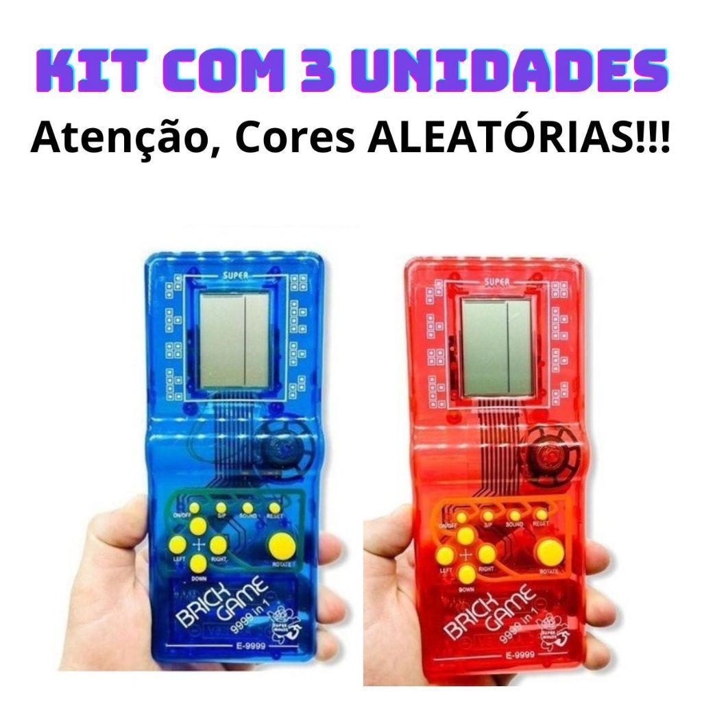Kit com 3 Super Mini Game Retro Brinck Game Portátil 9999 jogos BRINQUEDO