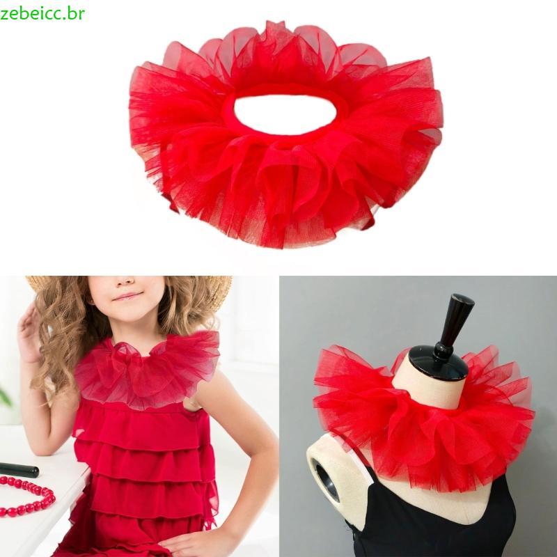 zebeicc Xale Falsa Malha Babados Para E Meninas Ajustável, 3 Camadas Noite Tra