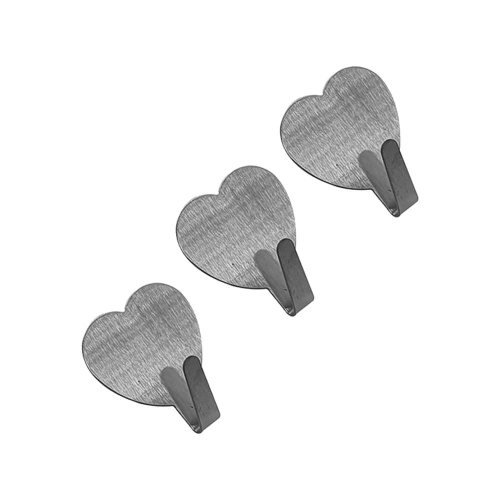 Gancho Adesivo em Inox Etilux Western Coração com 3 Unidades em Oferta na Shopee