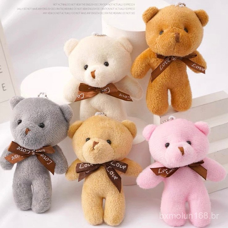 Kit 2025 48/60 peças/12cm Urso de Pelúcia Pingente Chaveiro Presente de Aniversário Dia dos Namorados brinquedo de pelúc