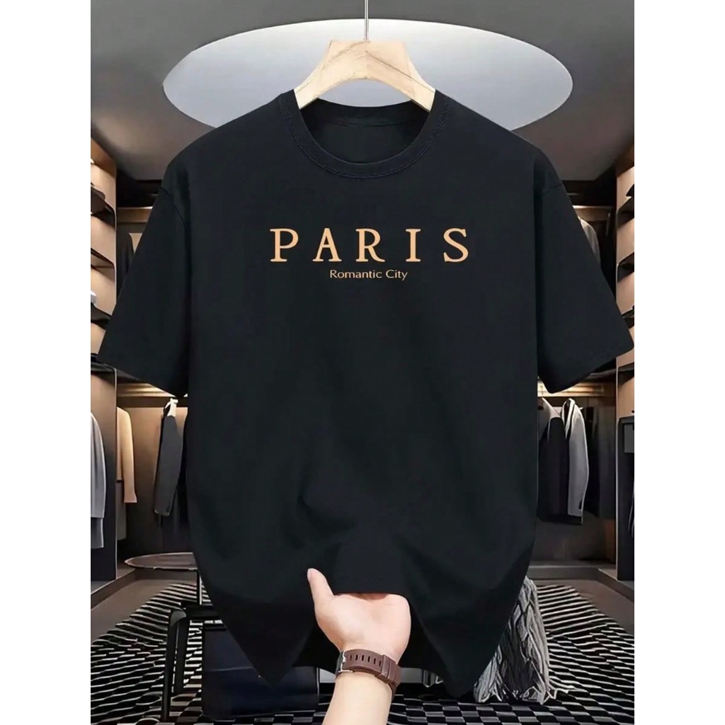 Camiseta Masculina Paris Lançamento Camiseta Casual 100% Algodão Camisa 30.1