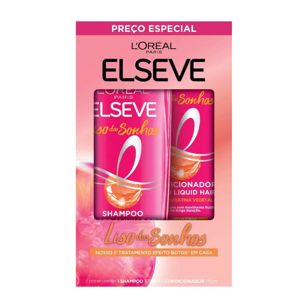 Kit Shampoo 375ml + Condicionador 170ml Elseve Liso dos Sonhos em Oferta na Shopee