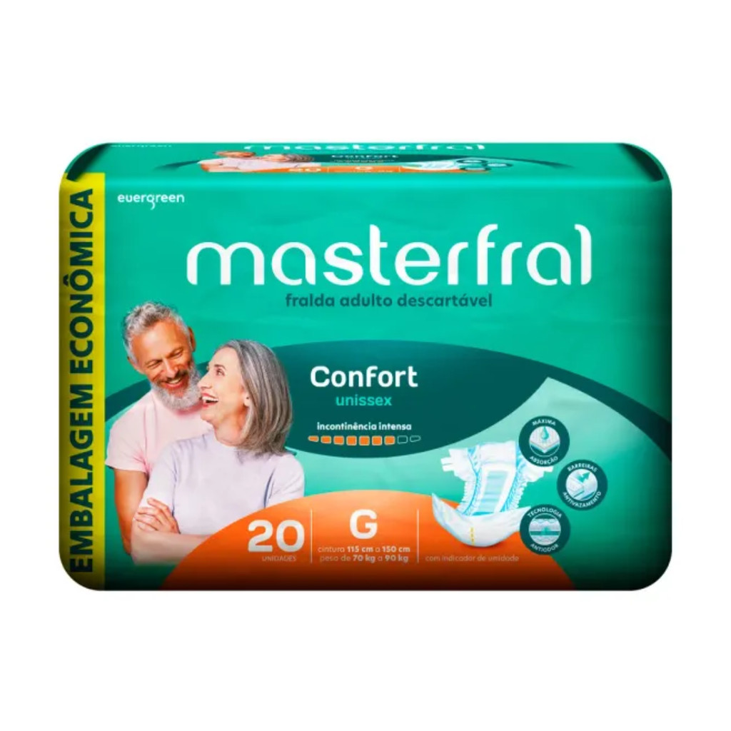 Masterfral Confort Grande fralda geriátrica adulto tamanho G 20un