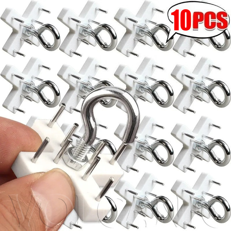 [Envio Rápido] 2/4/6/10 Conjuntos De Gancho De Parede Sem Rastros Parafuso De Olho De Ovelha Resistente , Suporte De Met