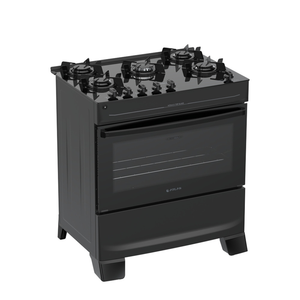 Fogão 5 Bocas Atlas Mônaco Top Glass Mesa de Vidro em Oferta na Shopee