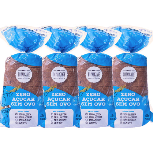 COMBO 4 Pães Zero Açúcar 420g, Sem Glúten, Sem Leite, Vegano e de baixo valor calórico