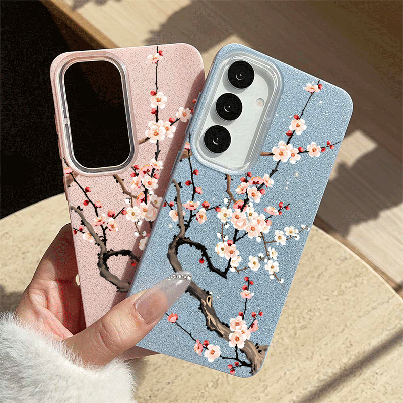 Capa De Flor De Pêssego Branco Capinha Para Samsung Galaxy A03 A05 A15 A16 A17 A32 A34 A36 A56 S20 S21 S23 S34 S25 S26 G