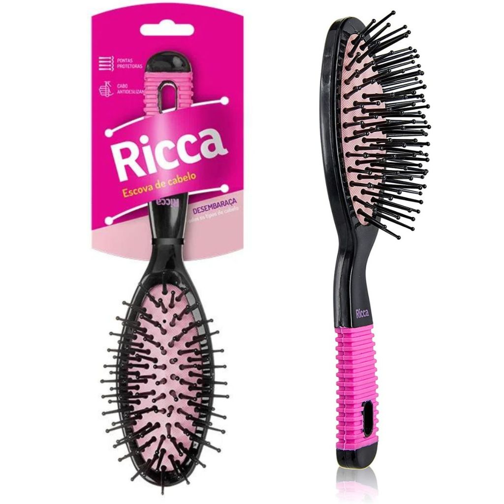 ESC CABELO RICCA OVAL PEQ BLACK & PINK 2408 em Oferta na Shopee