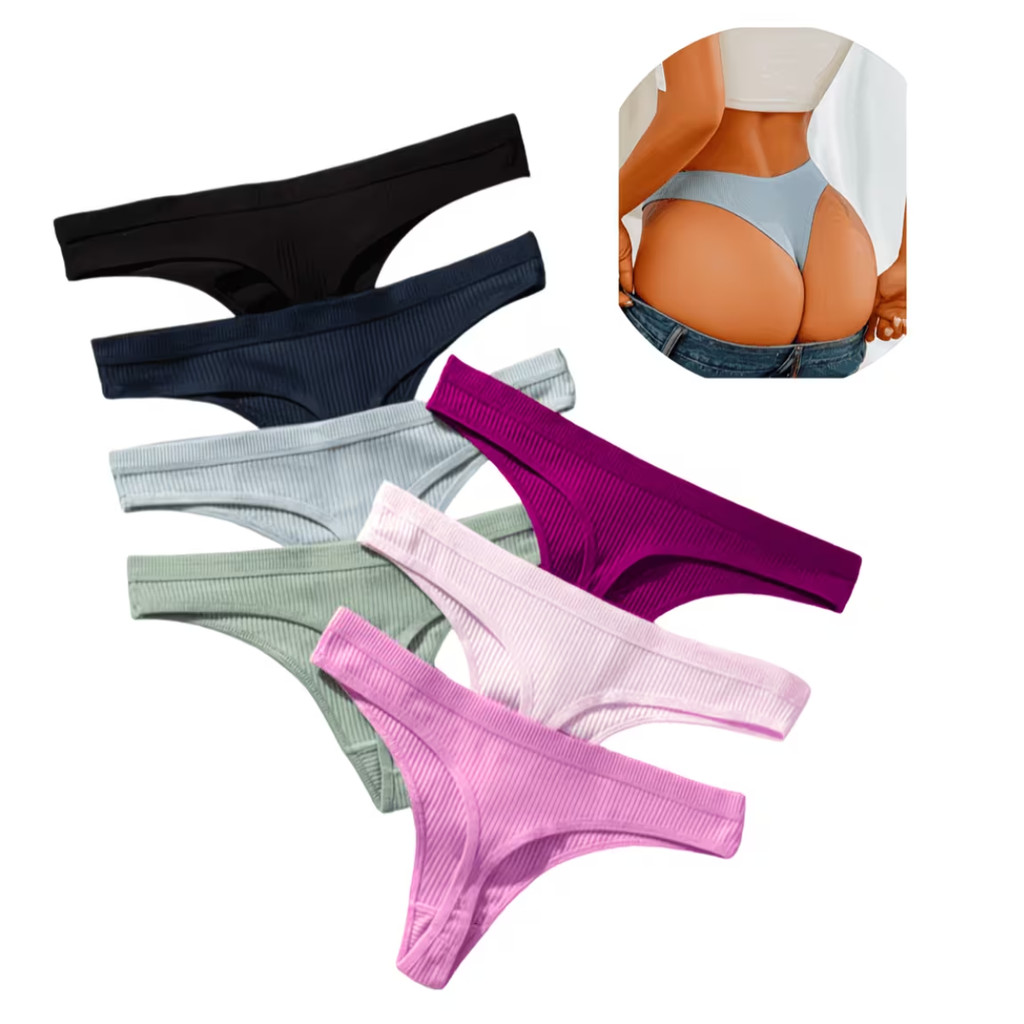 Kit 10 Calcinhas CANELADO Fio Dental Feminina poliamida Básica Conforto Premium