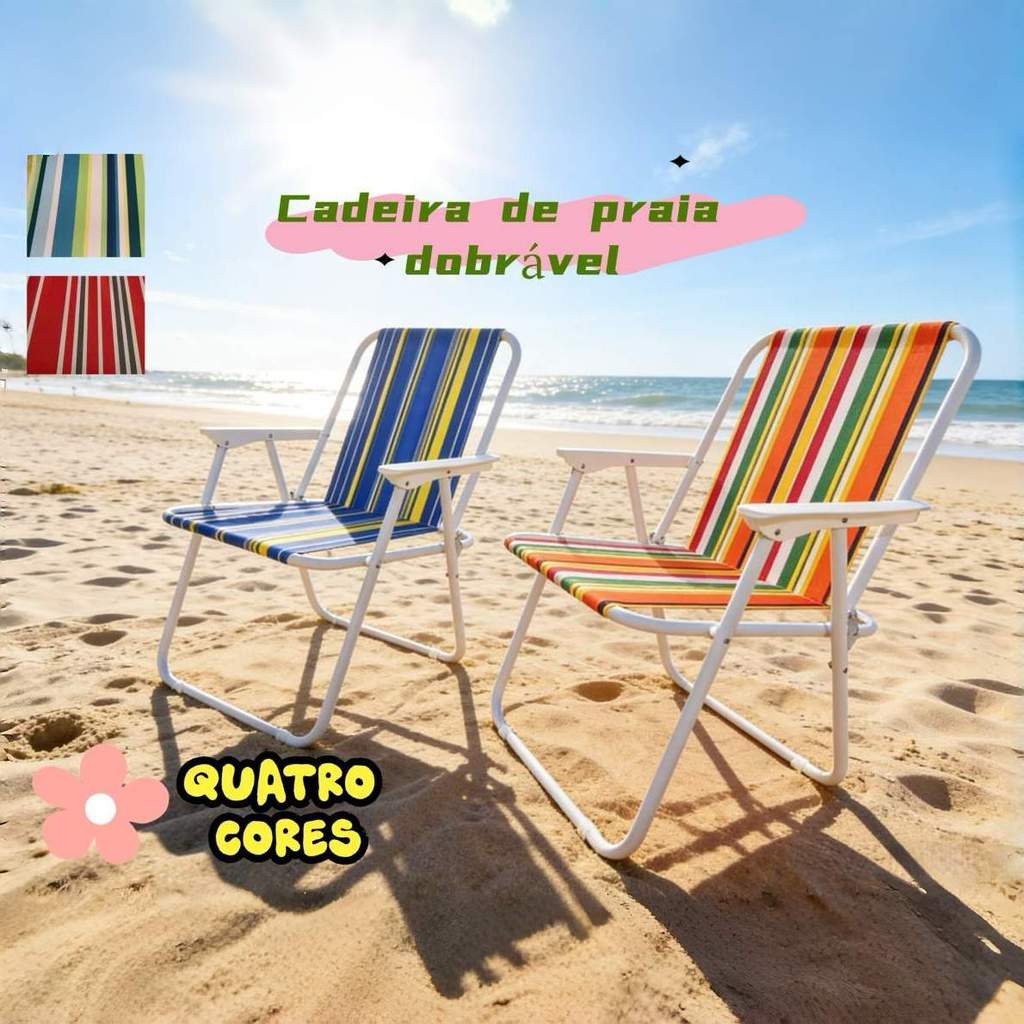 Cadeira dobrável de acampamento/praia com encosto alto, de ferro, de alta qualidade