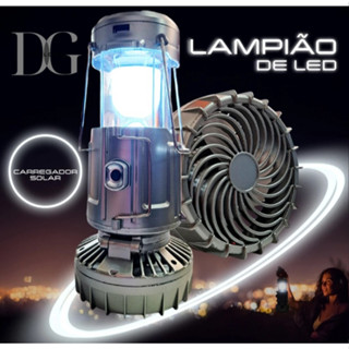 Lanterna Solar com Ventilador Portátil Recarregável – Iluminação Forte para Falta de Energia, Camping e Emergência em Oferta na Shopee