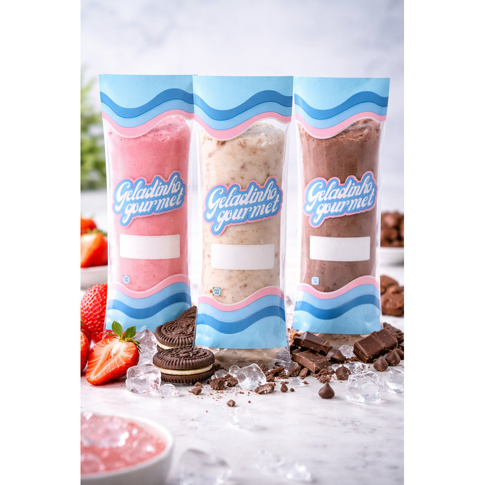 Embalagem para Geladinho Gourmet Rosa/Azul 500un em Oferta na Shopee