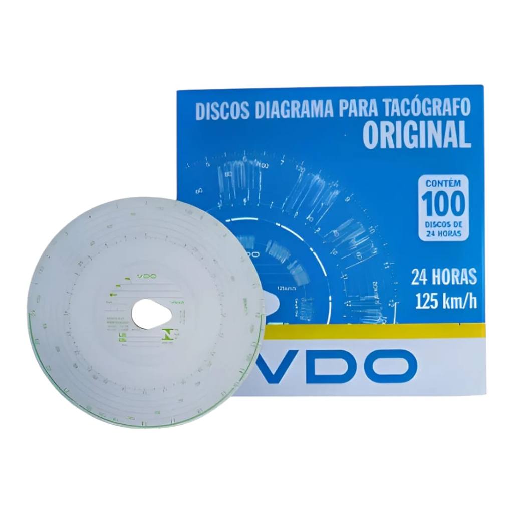 Disco Tacógrafo Vdo Diário 24h 125km/h - 100 Un Original Branco 14024005F