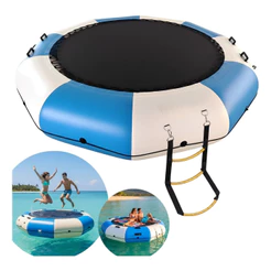 Boia E Trampolim Inflável 150Kg Com Kit Completo Bomba Escada Bolsa Para Diversão Aquática Para Lagos Mar Praia