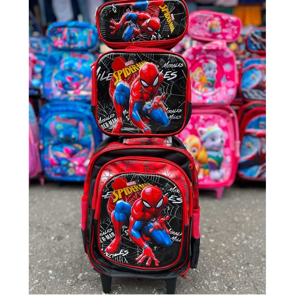 Kit Escolar Infantil Com Mochila Grande De Rodinha + Lancheira + Estojo Minicraft(Multicolorido)