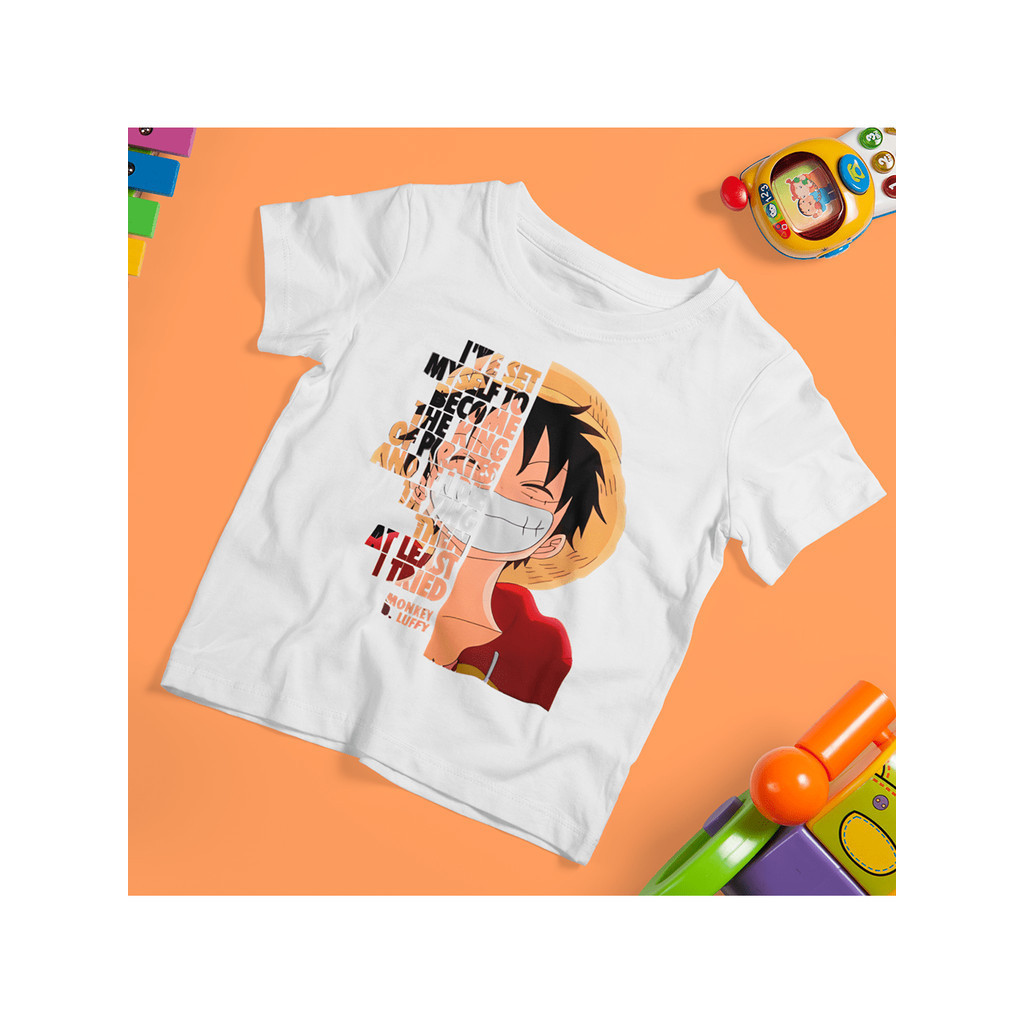 Camiseta Luffy Poster One Piece Infantil Juvenil Unissex Pronta Entrega 100% Algodão Malha Premium