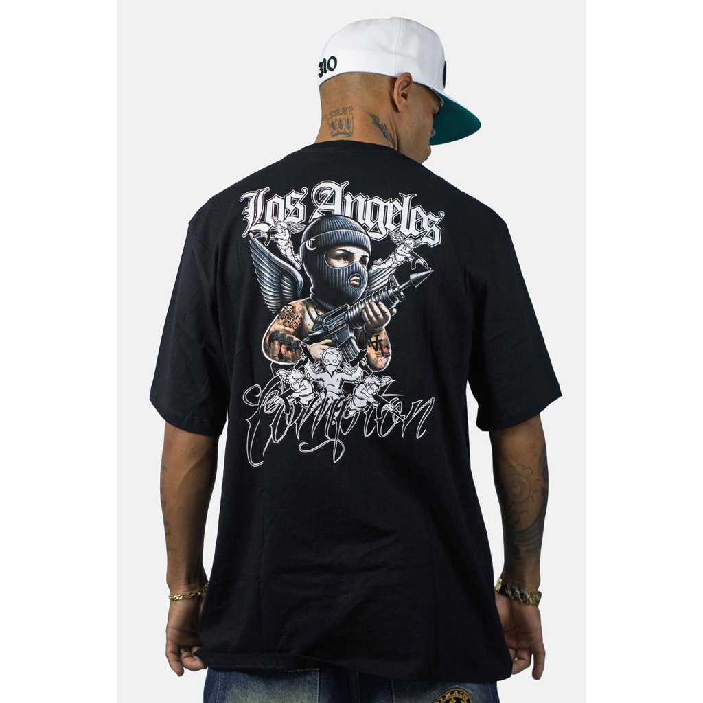 Camiseta Compton Oversized Thug Angel Preta