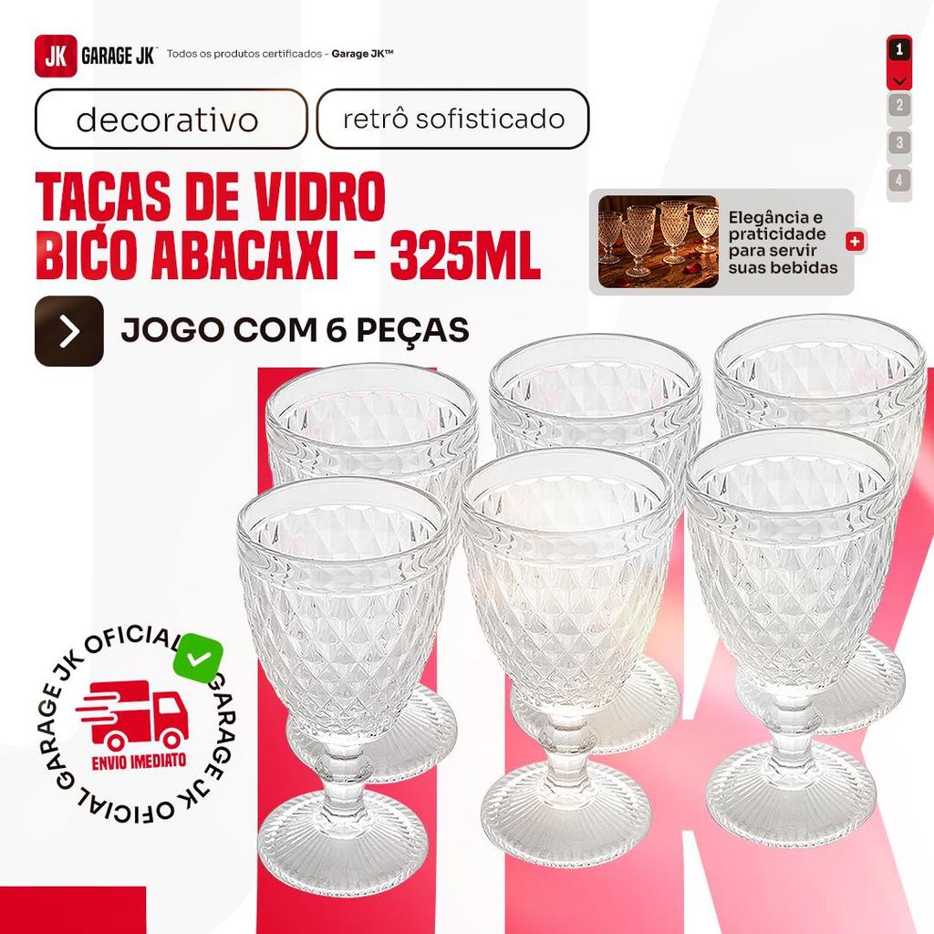 jogo 2/4/6 taça de vidro abacaxi transparente ambar furto cor transparente bico de jaca 330ml