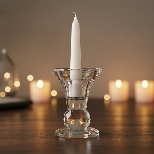 Castiçal Vidro Decorativo Porta Velas 8cm Vela Altar Suporte Transparente