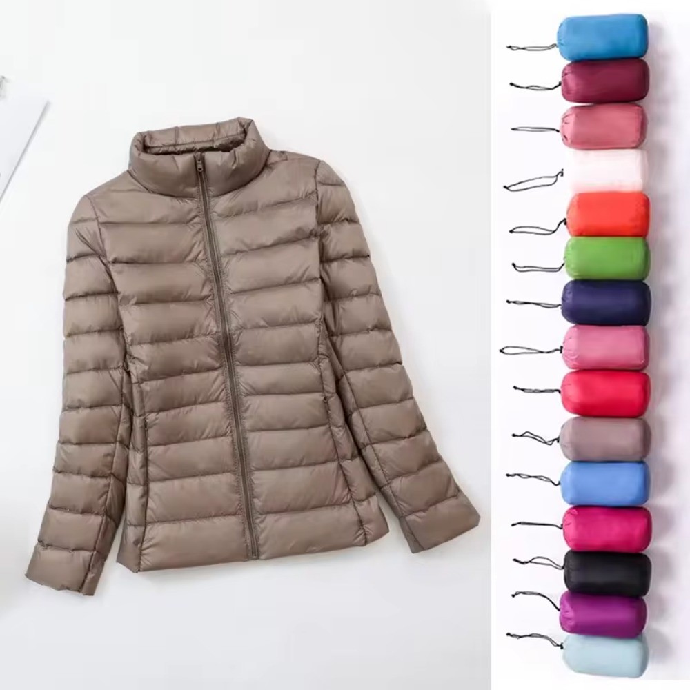 Plus Size Luz Para Baixo Jaqueta Feminina Pano Interno Outono Inverno Fino Curto Gola Quente Pato Branco Casaco Feminino