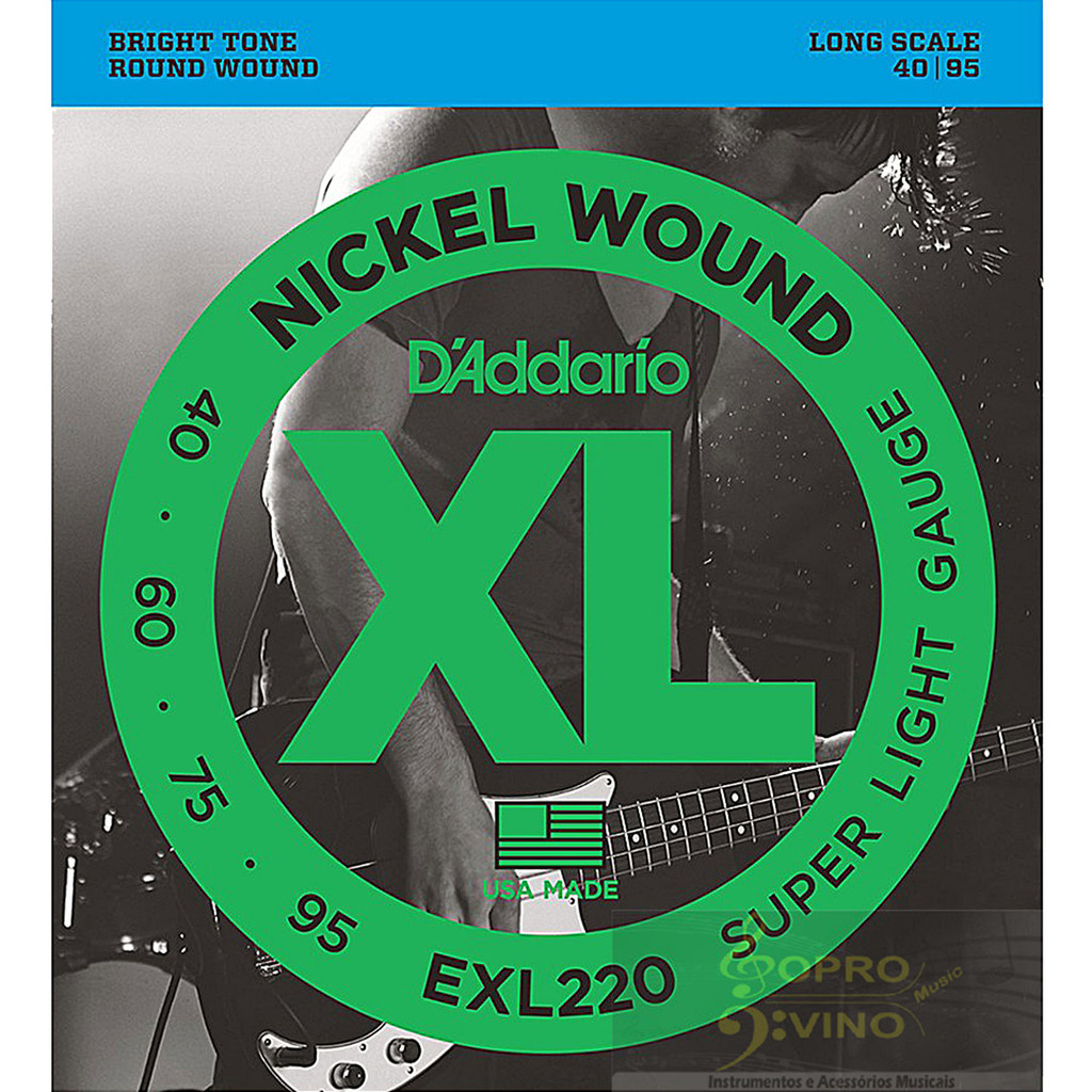 Encordoamento Contra Baixo 4C .040 Super Light Daddario EXL220