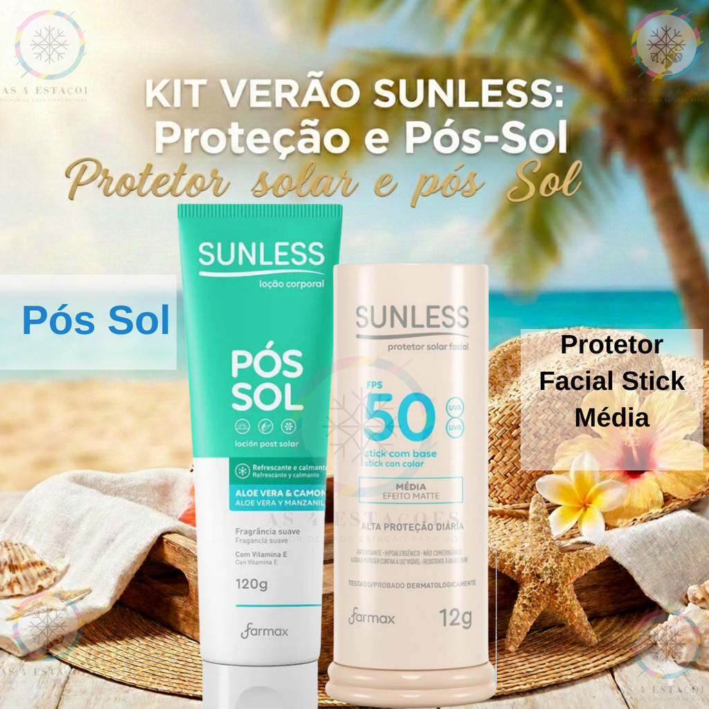 Kit Sunless: Stick FPS 50 Média + Pós-Sol 120g