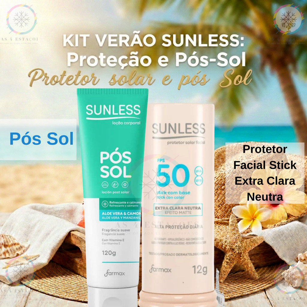 Kit Sunless: Stick FPS 50 Exra Clara Neutra + Pós-Sol 120g