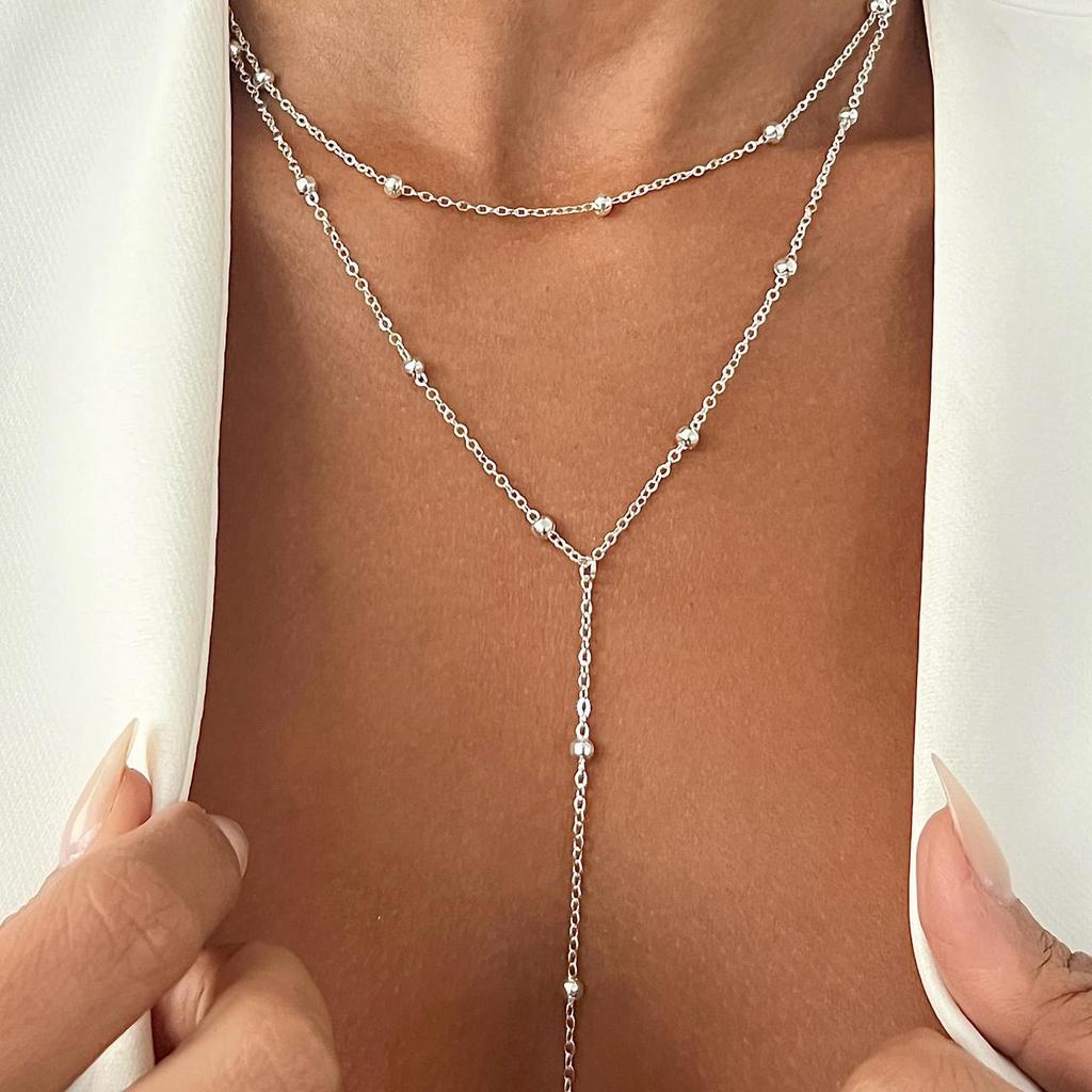 Colar Gravatinha Folheado a Prata 925 Bolinha Delicado Elegante