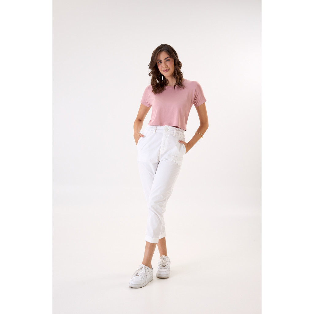 Blusa de Amamentação Rosa Chá com Abertura Prática Manga curta Camiseta Pós-Parto Confortável — imagem 2 de 2