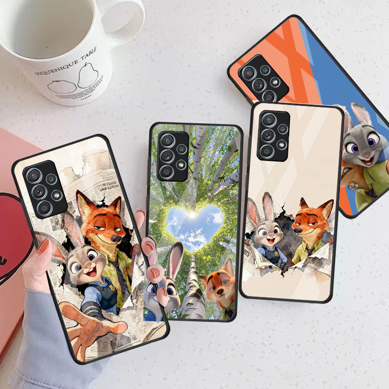 zootopia 04 Capa De Telefone De Vidro Para Samsung Galaxy A16 A15 A25 A35 A55 A53 A54 A34 A14 A32 A52 4G 5G A56 A54