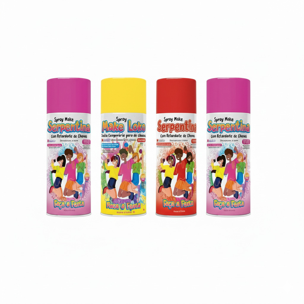 Serpentina Colorida em Spray Com Retardante De Chamas Para Carnaval, Festas, Eventos
