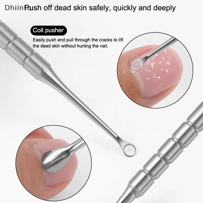 [Dhiint] Removedor De Cutícula De Aço Inoxidável De Duas Cabeças , Empurrador De Unhas , Limpo , Círculo De Pele Morta ,