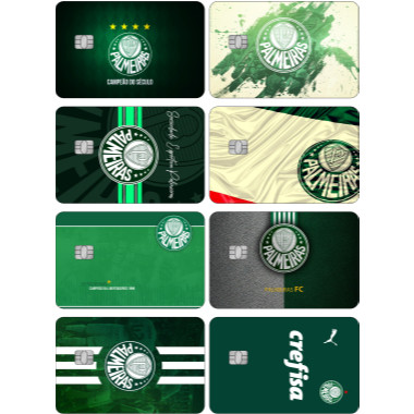 KIT 8 ADESIVOS para cartão Credit/debit TEMA: PALMEIRAS  CAR 048  (película protetora - corte eletrônico)