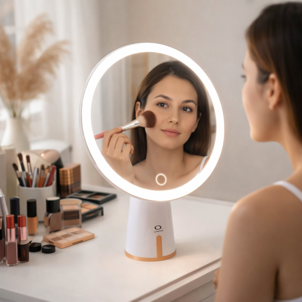 Espelho de Maquiagem com Luz LED Ajustável 3 Níveis de Brilho Portátil Recarregável em Oferta na Shopee