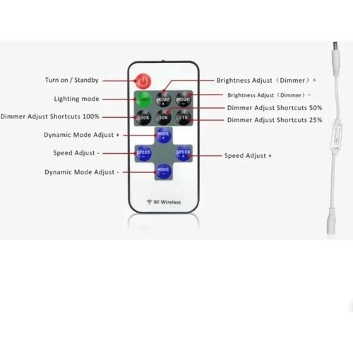 Mini Controlador para Fita LED com Controle Remoto RF Dimmer Sem Fio